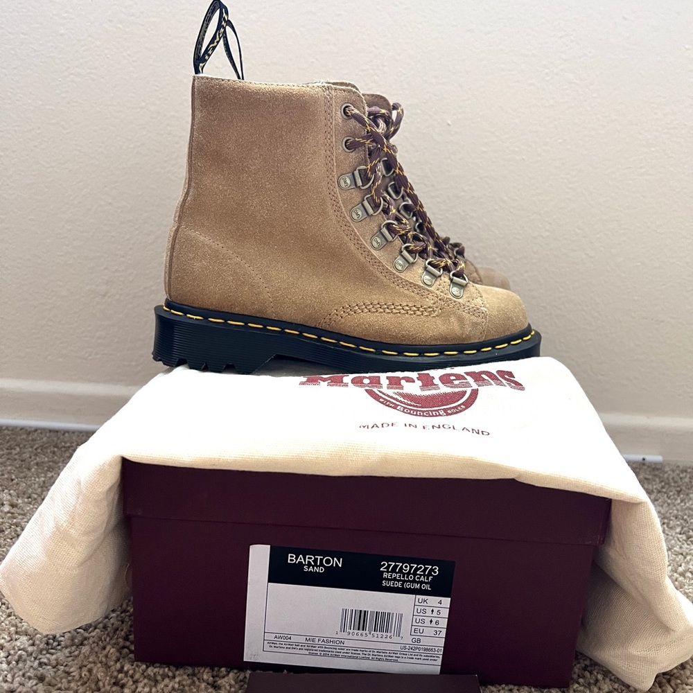 Dr. Martens Barton Sand Suede Lace-Up Boots 6 6/5